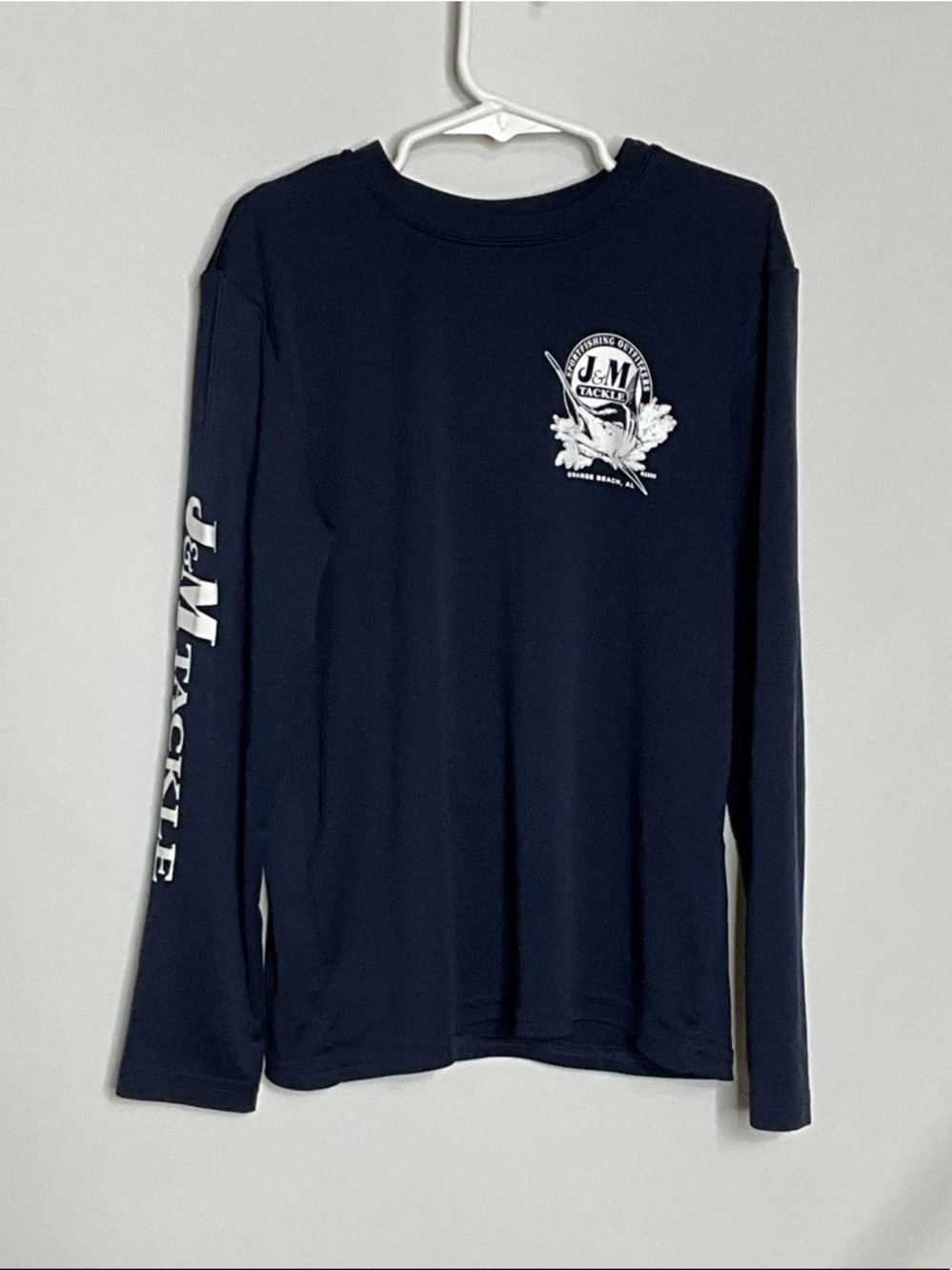 Sport-Tek Navy Long Sleeve Tee J&M Tackle Spirt Fishing Outfitters Size YSmall